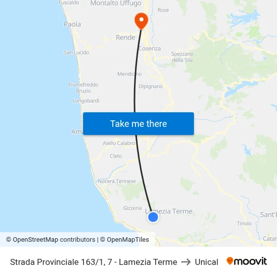 Provincial Road 163/1, 7 - Lamezia Terme to Unical map