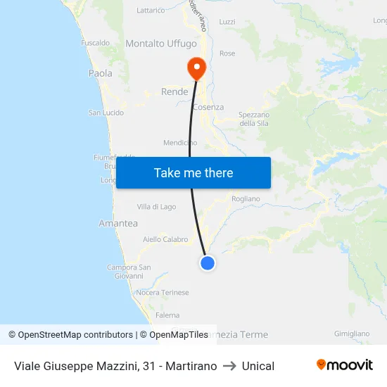 Giuseppe Mazzini Avenue, 31 - Martirano to Unical map