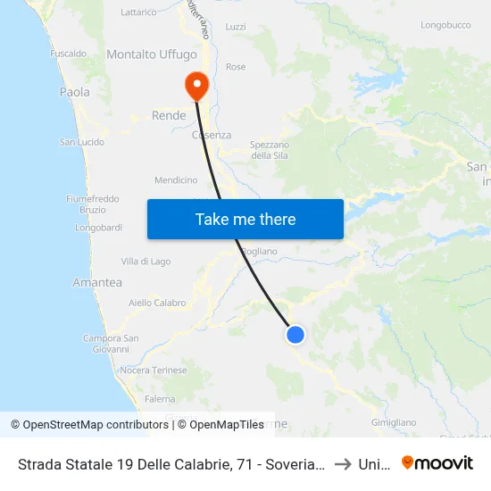State Road 19 of Calabria, 71 - Soveria Mannelli to Unical map