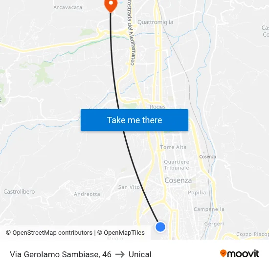 Via Gerolamo Sambiase, 46 to Unical map
