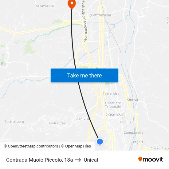 Muoio Piccolo District, 18a to Unical map