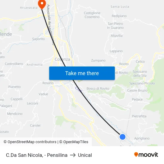 San Nicola District - Bus Shelter to Unical map