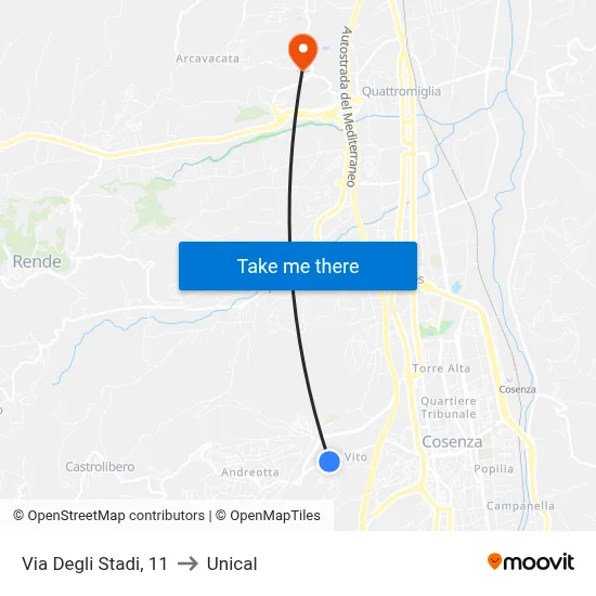 Stadium Street, 11 to Unical map