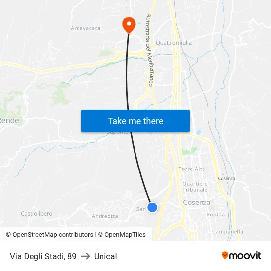 Stadium Street, 89 to Unical map