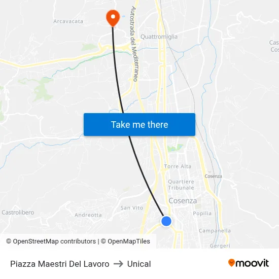 Workers Masters Square to Unical map