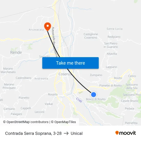 Serra Soprana District, 3-28 to Unical map