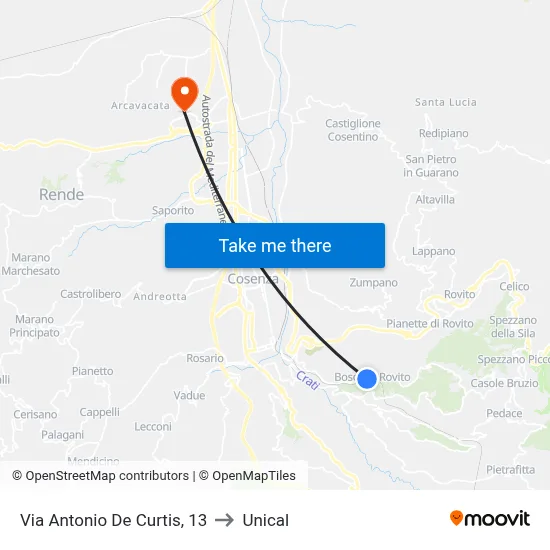 Antonio De Curtis Street, 13 to Unical map