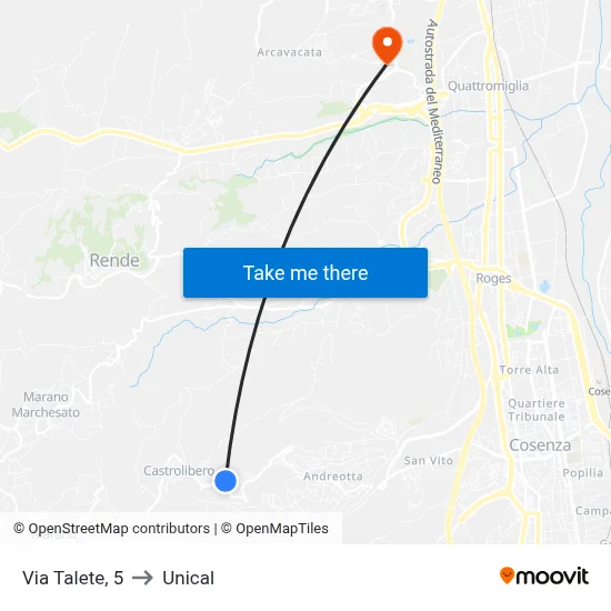 Talete Street, 5 to Unical map