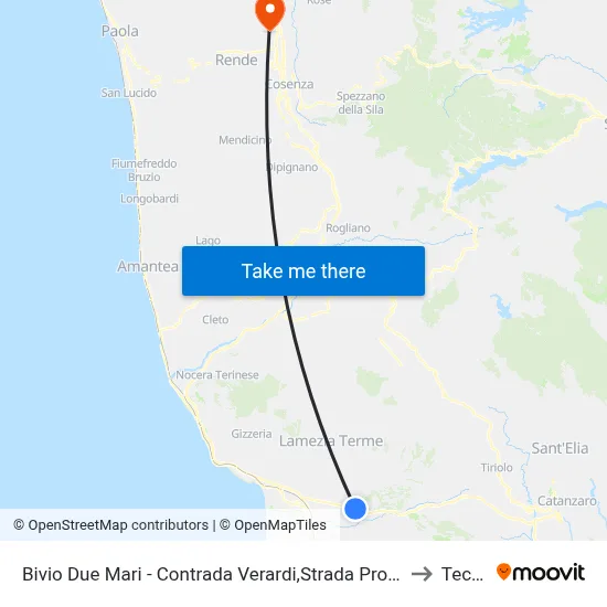Due Mari Junction - Verardi District, Provincial Road 170/1 - Lamezia Terme to Technest map