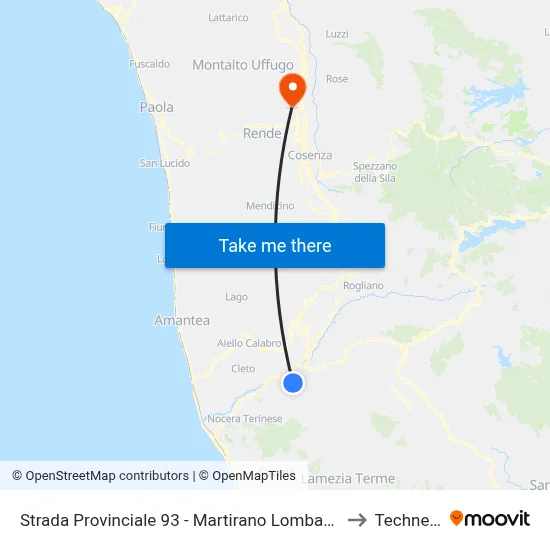Provincial Road 93 - Martirano Lombardo to Technest map