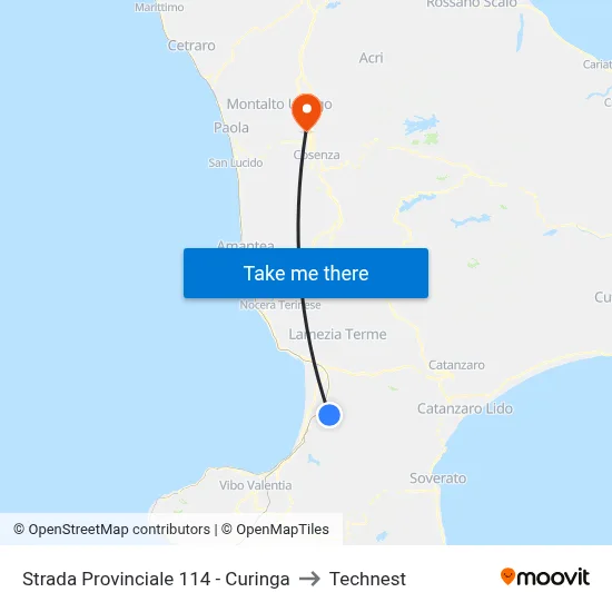 Provincial Road 114 - Curinga to Technest map