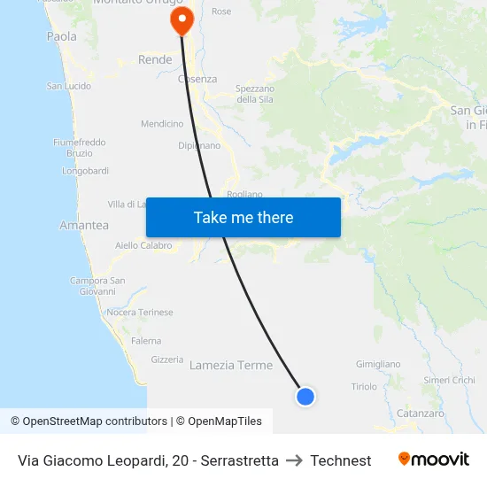Via Giacomo Leopardi, 20 - Serrastretta to Technest map