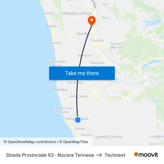 Provincial Road 93 - Nocera Terinese to Technest map