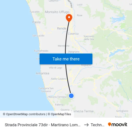 Provincial Road 73dir - Martirano Lombardo to Technest map