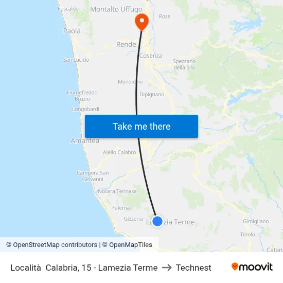 Calabria Location, 15 - Lamezia Terme to Technest map