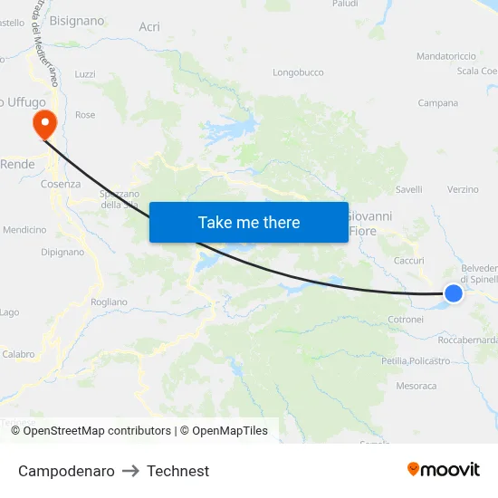 Campodenaro to Technest map