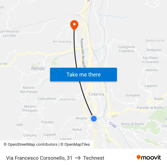 Francesco Corsonello Street, 31 to Technest map