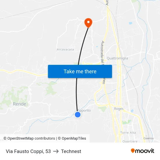 Via Fausto Coppi, 53 to Technest map