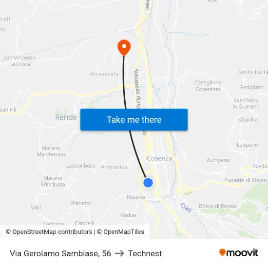 Via Gerolamo Sambiase, 56 to Technest map