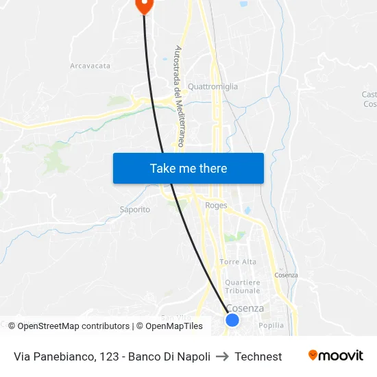 Via Panebianco, 123 - Banco Di Napoli to Technest map