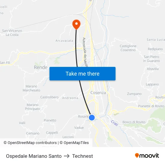 Mariano Santo Hospital to Technest map