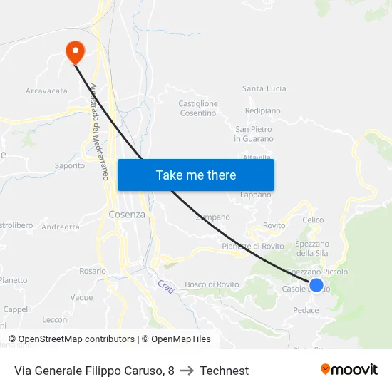 Via Generale Filippo Caruso 8 to Technest map