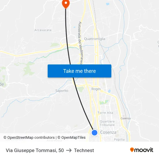 Via Giuseppe Tommasi, 50 to Technest map