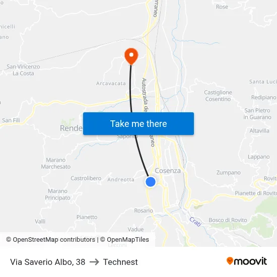 Via Saverio Albo, 38 to Technest map