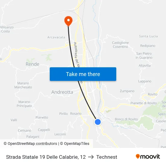 State Road 19 of Calabria 12 to Technest map