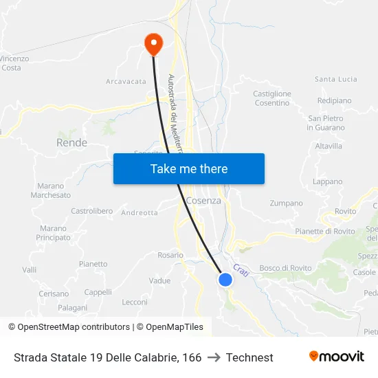 State Road 19 of Calabria, 166 to Technest map
