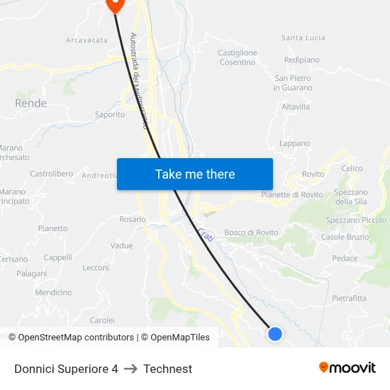 Upper Donnici 4 to Technest map