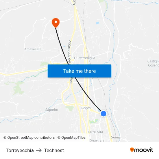 Torrevecchia to Technest map