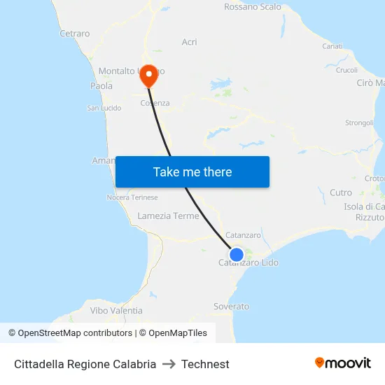 Calabria Region Citadel to Technest map