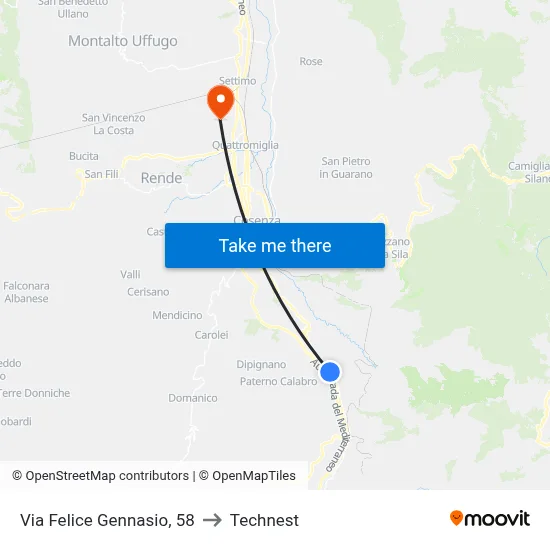 Via Felice Gennasio 58 to Technest map