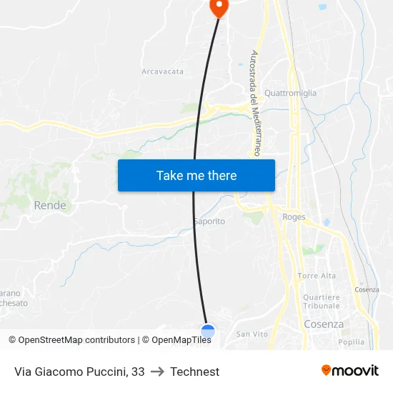 Via Giacomo Puccini, 33 to Technest map