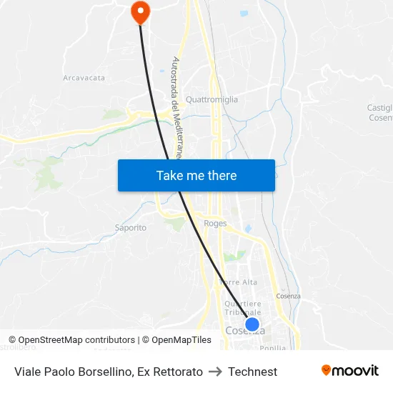Paolo Borsellino Avenue, Former Rectorate to Technest map