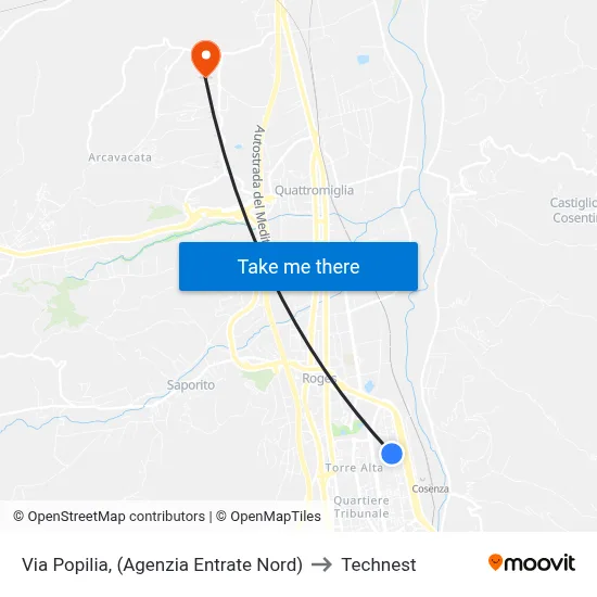 Via Popilia, (North Revenue Agency) to Technest map