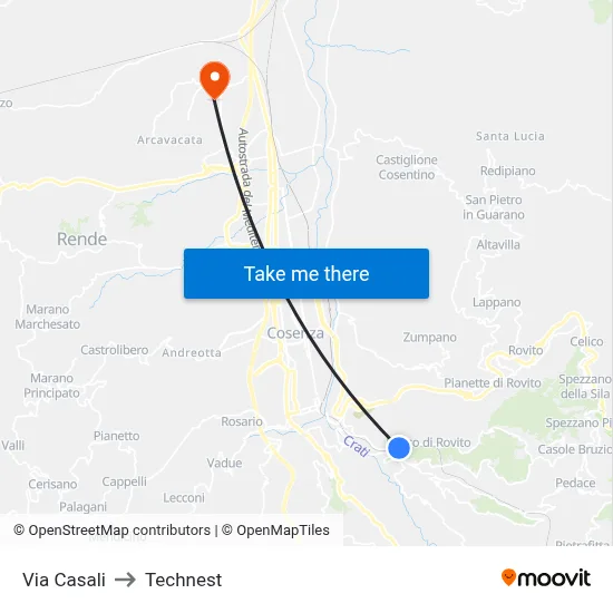 Casali Street to Technest map