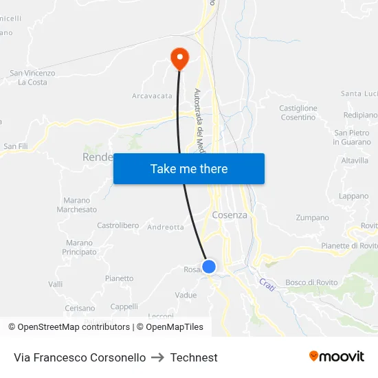 Francesco Corsonello Street to Technest map