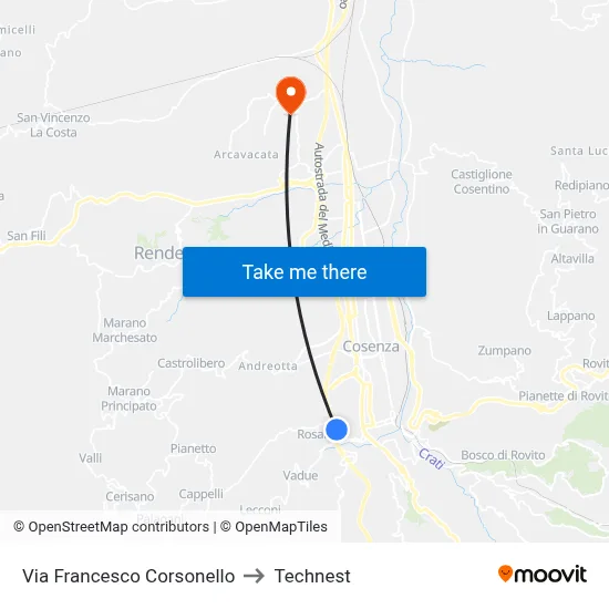 Francesco Corsonello Street to Technest map