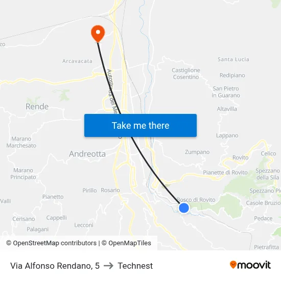 Via Alfonso Rendano, 5 to Technest map