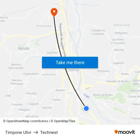 Timpone Ulivi to Technest map