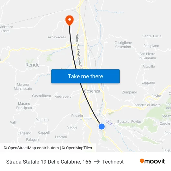 State Road 19 of Calabria, 166 to Technest map