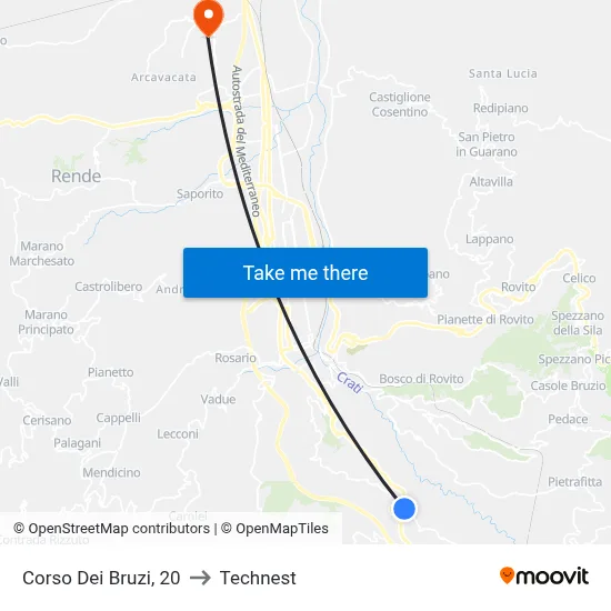 Corso Dei Bruzi, 20 to Technest map
