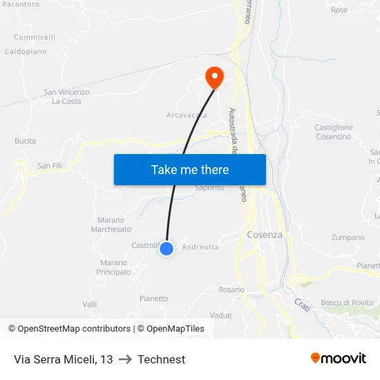Via Serra Miceli, 13 to Technest map