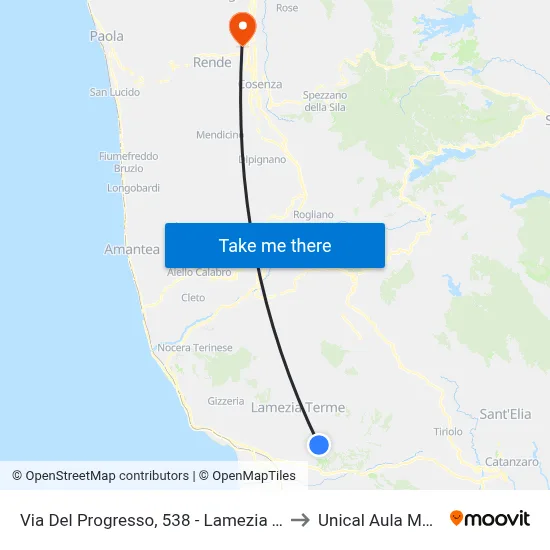 Progress Street, 538 - Lamezia Terme to Unical Magna Hall map