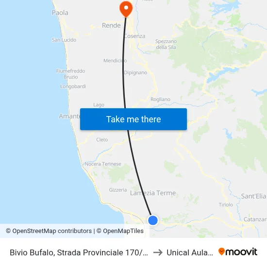 Bufalo Junction, Provincial Road 170/1 - Lamezia Terme to Unical Magna Hall map