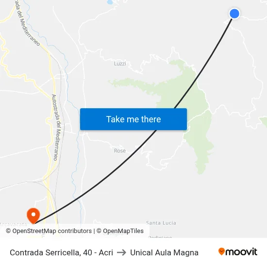 Serricella District, 40 - Acri to Unical Magna Hall map