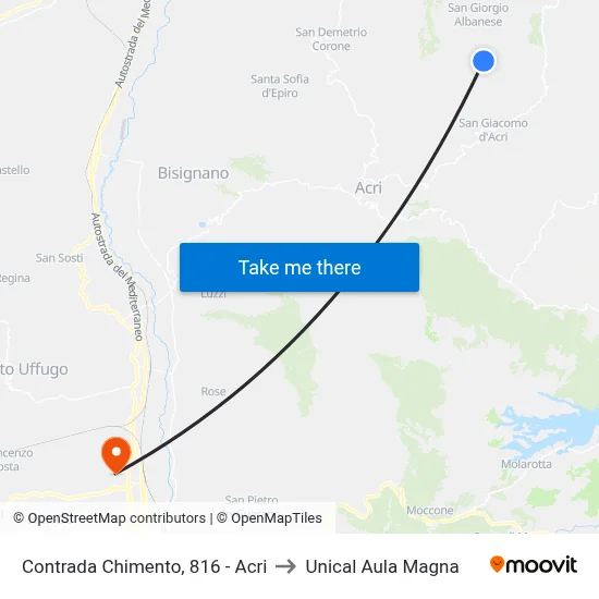 Chimento District, 816 - Acri to Unical Magna Hall map