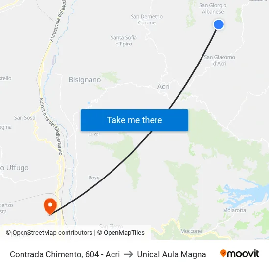 Chimento District, 604 - Acri to Unical Magna Hall map